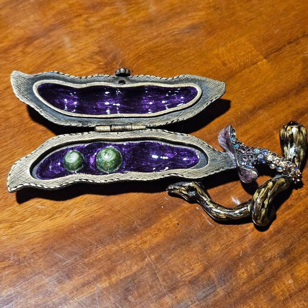 RARE JAY STRONGWATER 2 PEAS IN A POD PROVENCE LADYBUG ENAMEL CRYSTAL TRINKET BOX - Picture 9 of 10